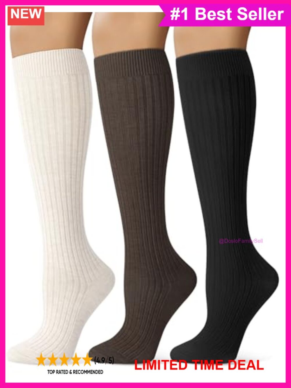 Merino Wool Blend Knee High Boot Socks Warm Long Slouch Womens